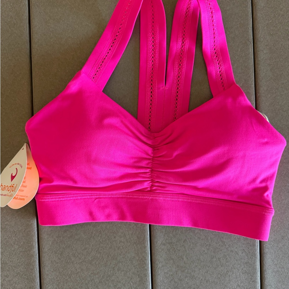 NWT HANDFUL Women's Hot Pink Striped Y-BACK BRA XS
